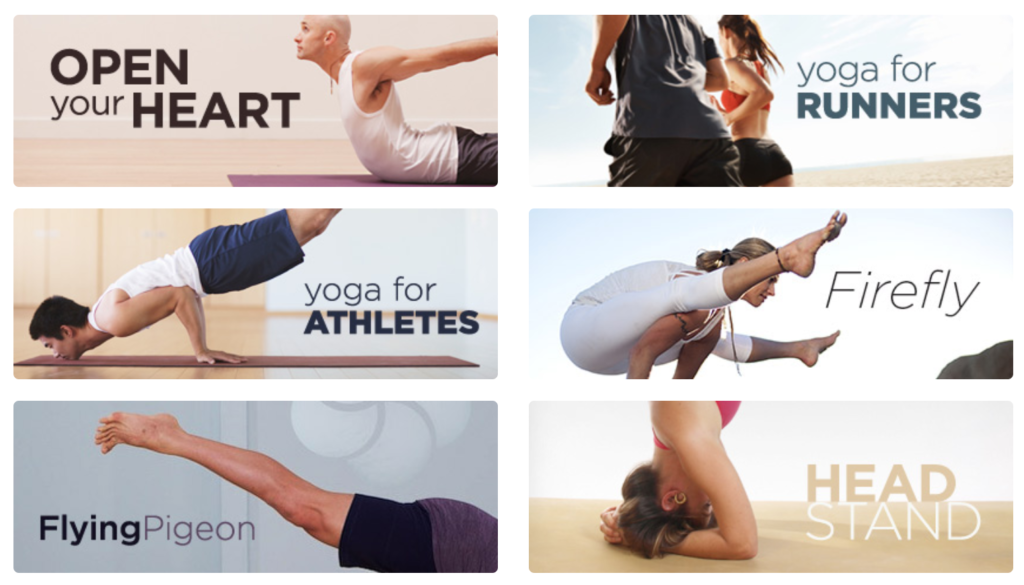 Exemples de programmes de yoga sur le site MyYogaWorks