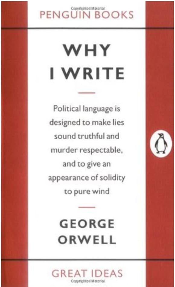 couverture du livre "Why I write", recueil d'essais de George Orwell