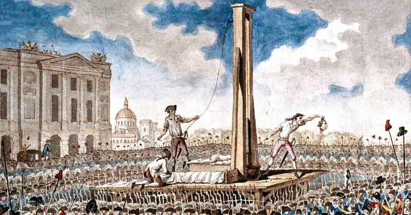 L'exécution de Louis XVI sur la Place de la Revolution le 21 janvier 1793.